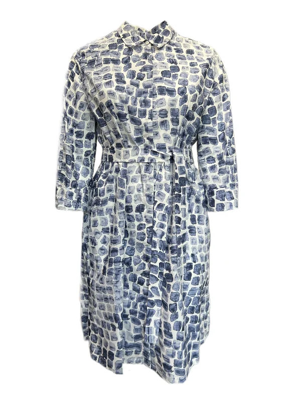 Marina Rinaldi Women's Blue Duemila Button Down Cotton Dress NWT