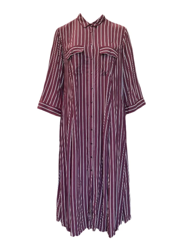 Marina Rinaldi Women's Bordeaux Dattilo Striped Button Down Dress