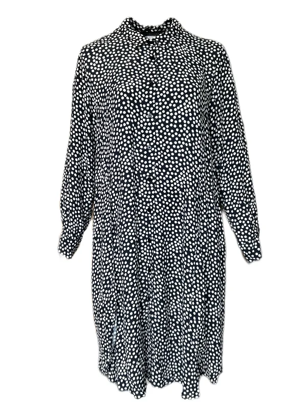 Marina Rinaldi Women's Navy Donata Polka Dot Button Down Dress NWT