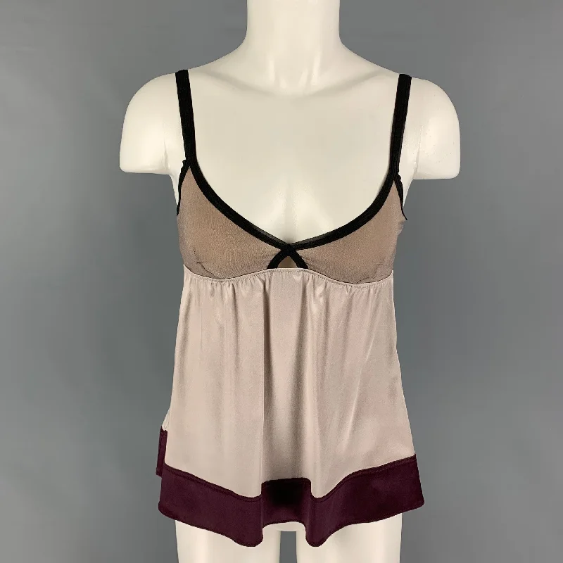 MARNI Size S Silver Purple Silk Color Block Camisole Dress Top