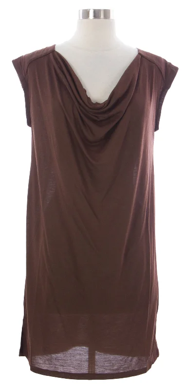 NAILA Women's Brown Cowl Neck Halaya Dress Dre2BRW $110 NEW