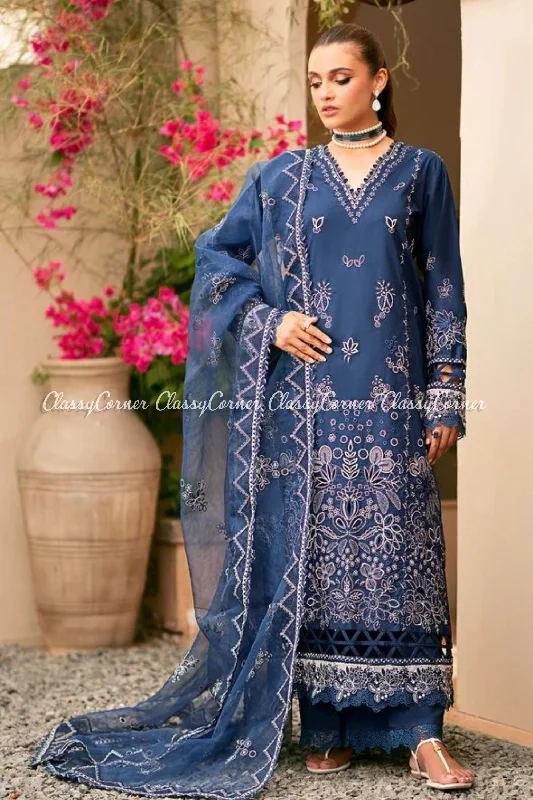 Navy Blue Lawn Readymade Outfit