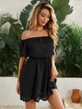 Off Shoulder Laser Cut Hem Dress