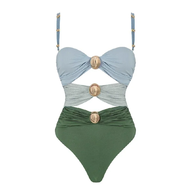 Green Color Matching Swimsuit