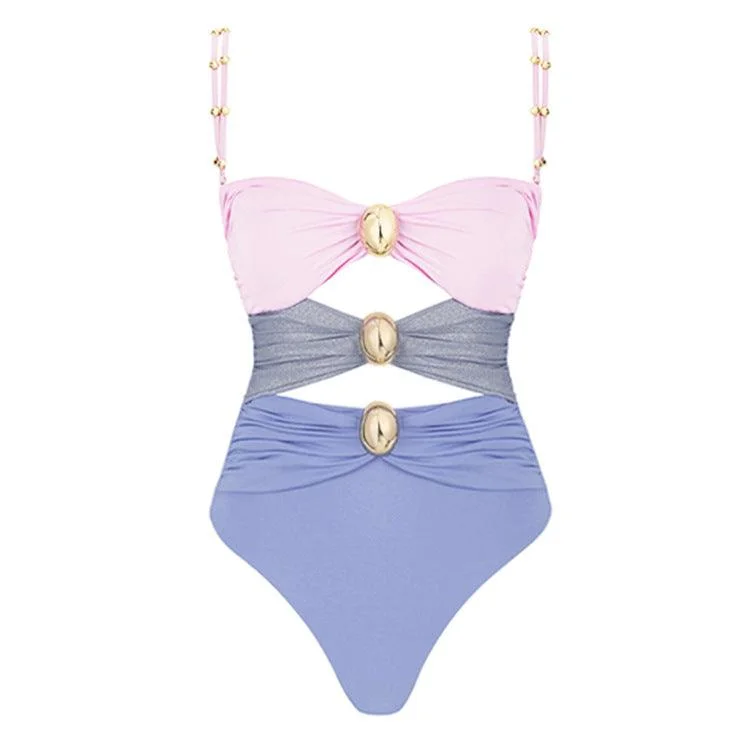 Pink Color Matching Swimsuit