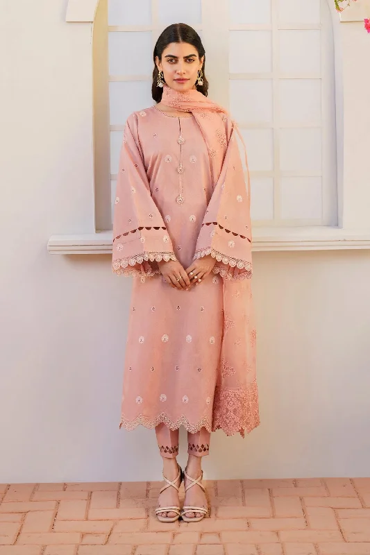 Peach Jacquard Lawn 3PC Suit