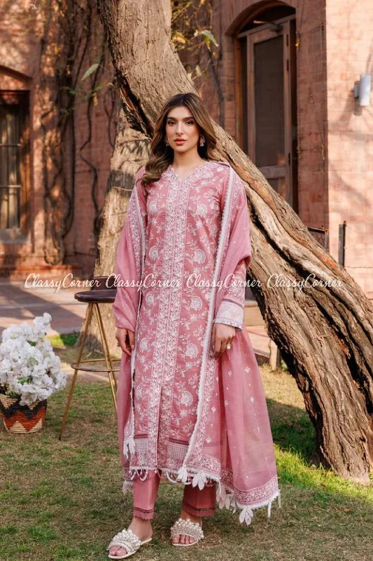 Pink White Lawn Salwar Kameez