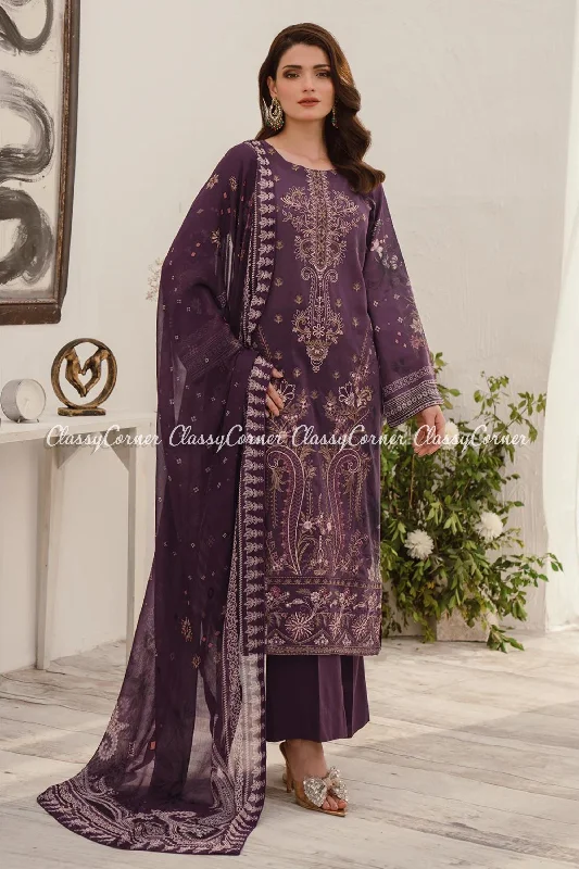 Dark Purple Lawn 3pc Suit