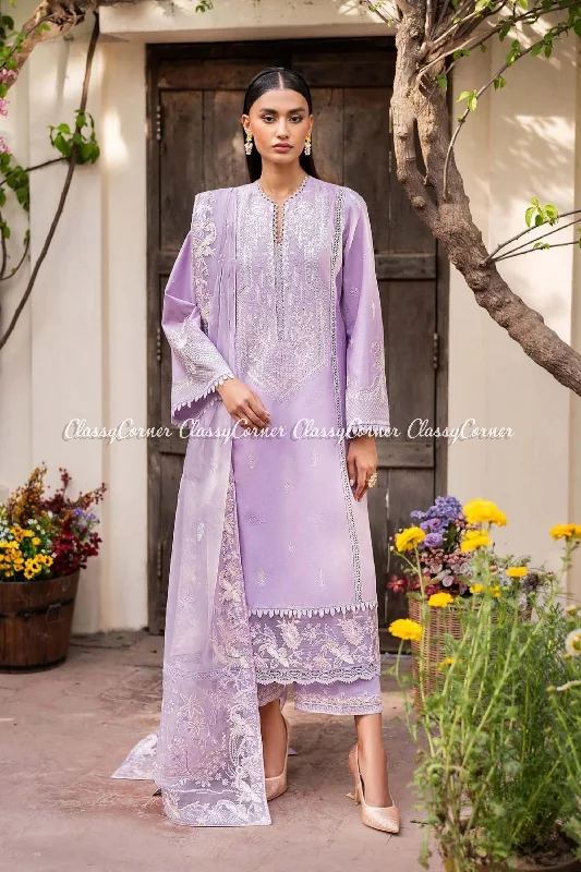 Purple Lawn Embroidered 3pc Suit