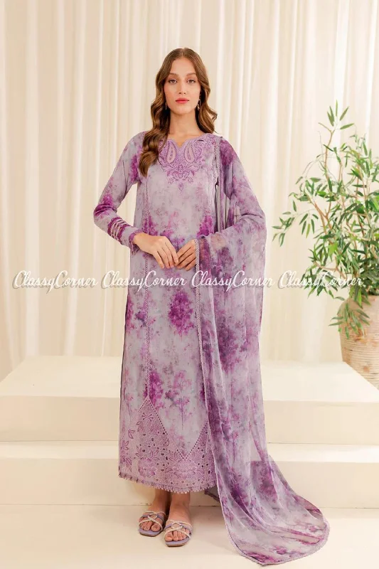 Purple Lawn Embroidered Salwar Kameez