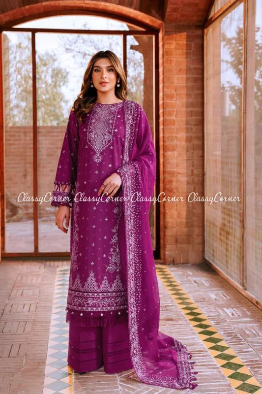 Purple Lawn Pakistani 3PC Suit