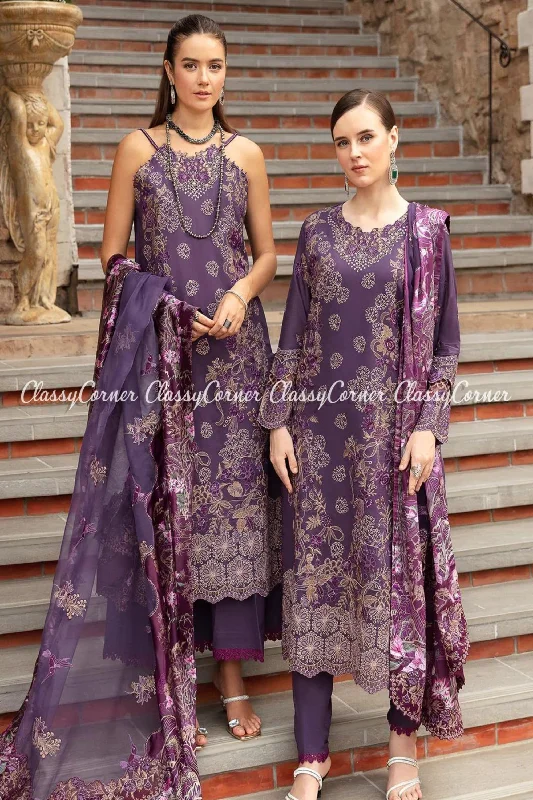 Purple Lawn Pakistani Formal Salwar Kameez