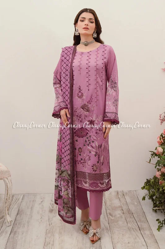 Purple Lawn Pakistani Suit