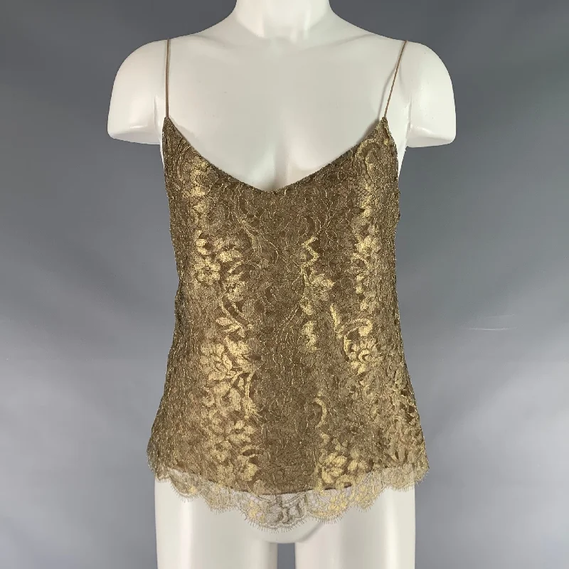 RALPH LAUREN Size 4 Gold Viscose Blend Camisole Dress Top