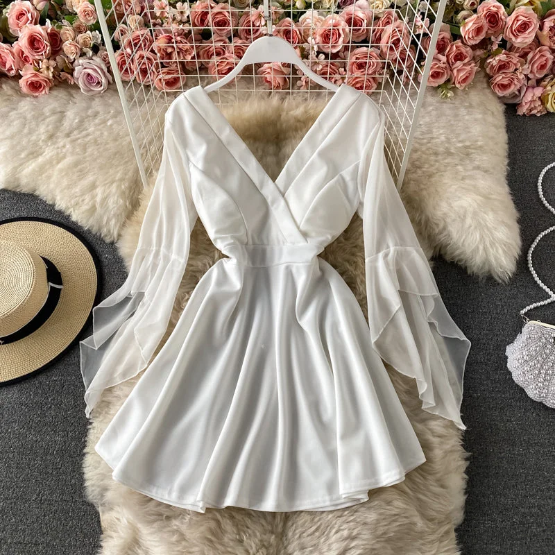 Sexy low cut deep V-neck dress  3428