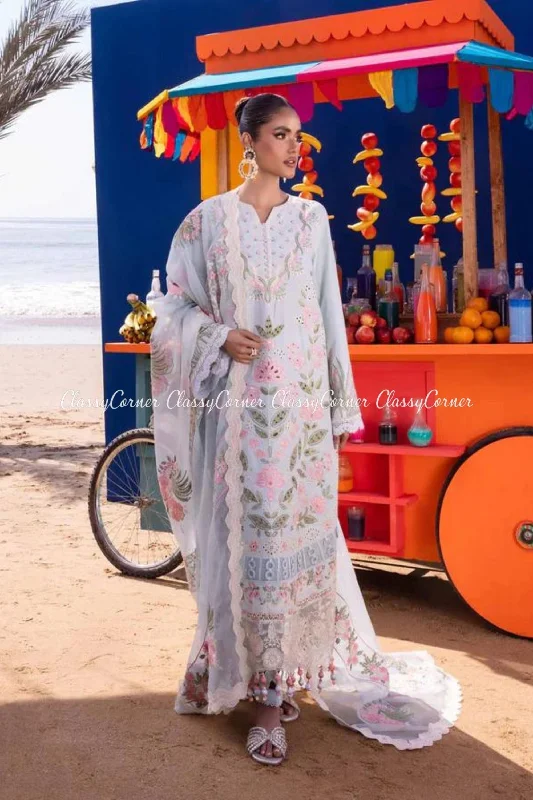 Sky Blue Lawn Embroidered Salwar Kameez