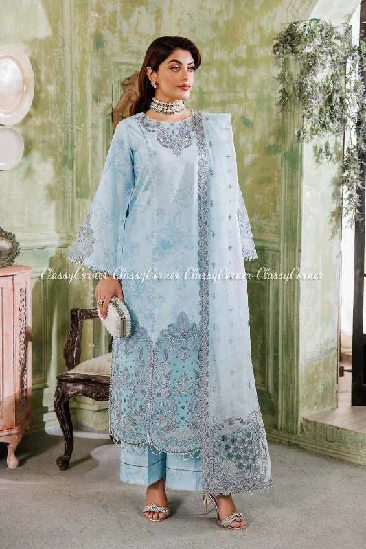 Sky Blue Lawn 3pc Suit