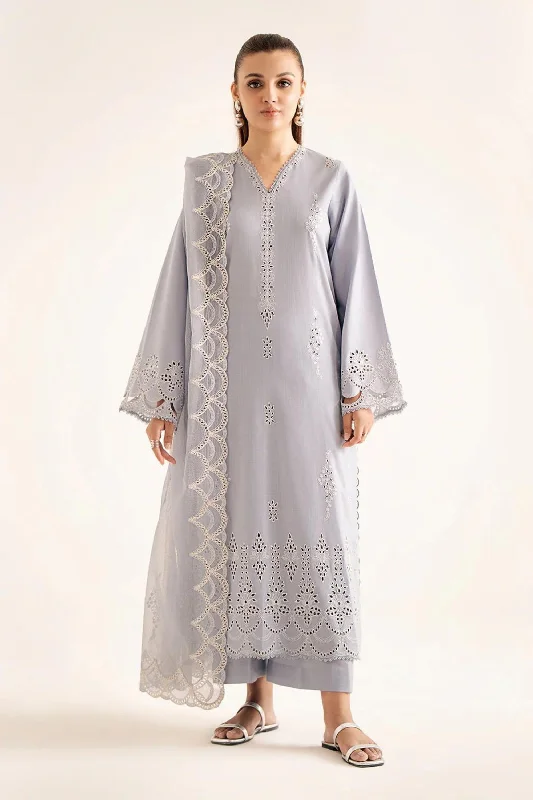 Stone Grey Embroidered Lawn Suit