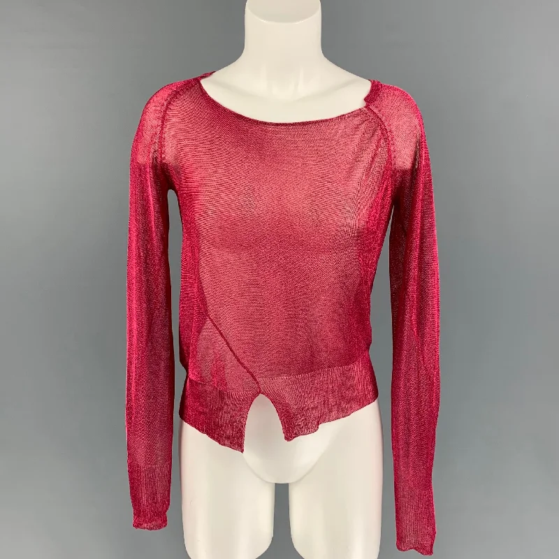 THE ROW Size XS Red Viscose Blend Metallic Giro Vented Top