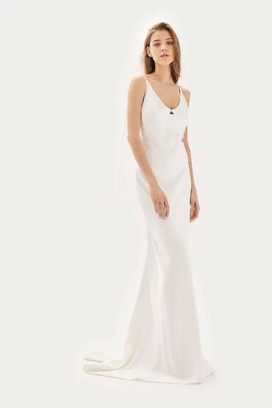 Topshop Bride Ivory V-Neck Satin Sheath Gown US 6 / UK 10 $650 NEW