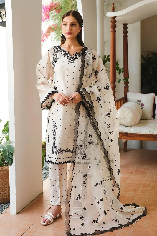 White Black Pakistani Lawn Suit