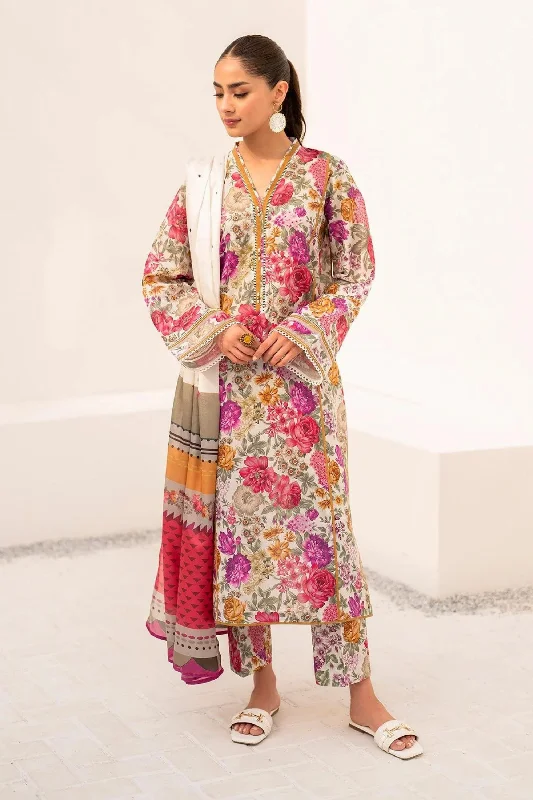 White Multi Pakistani Lawn Suit