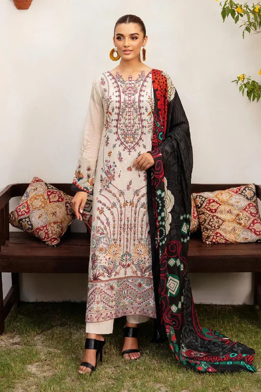 White Multi Semi Formal Lawn Suit