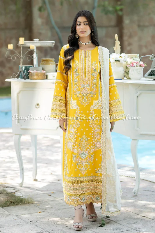 Yellow Lawn Formal Wear Suit