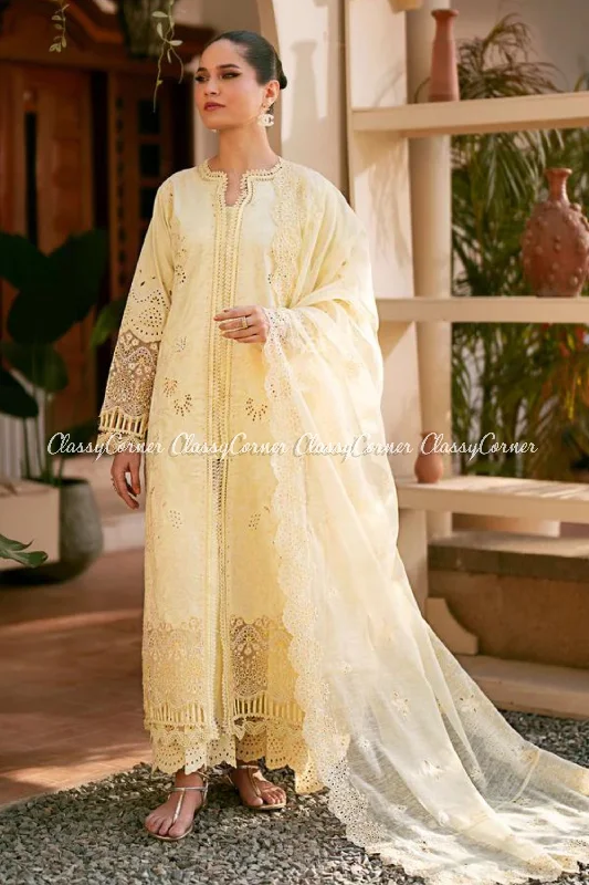 Yellow Lawn Readymade 3PC Suit