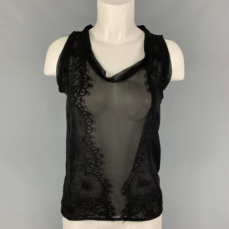 YVES SAINT LAURENT Size 4 Black Silk Camisole Dress Top