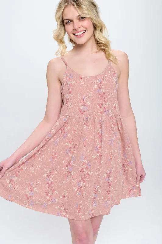 Babydoll losse fit tank dress with ditsy floral