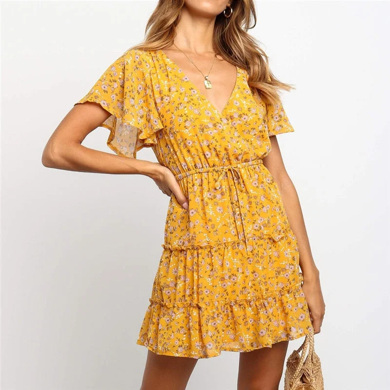 Beach Dress Boho Women Floral Print