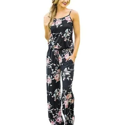 Black Floral Tank Jumpsuit