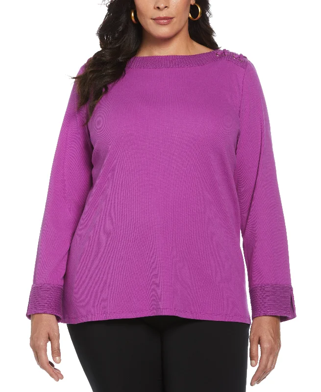 Plus Size Laced Boatneck Top