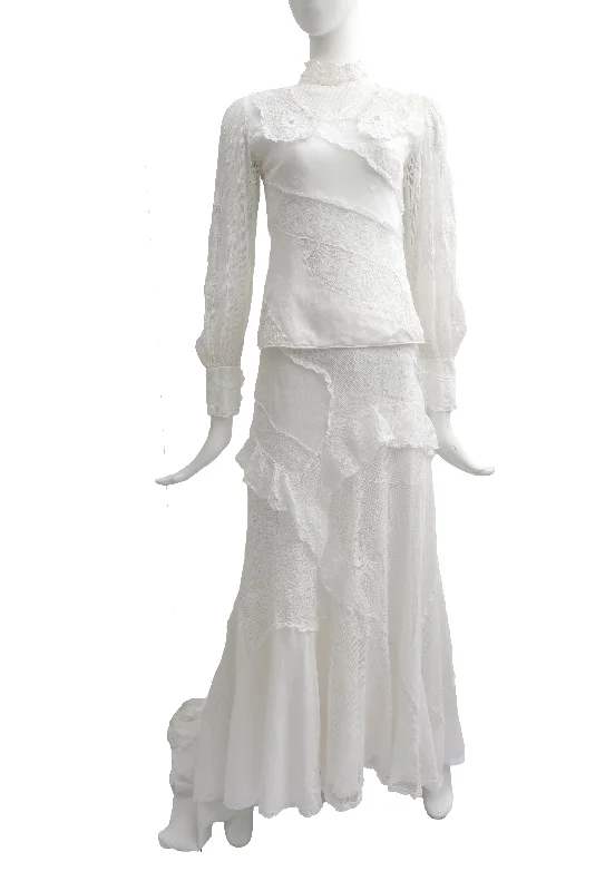 Catherine Buckley Antique Patchwork Lace Wedding Dress, UK6-8