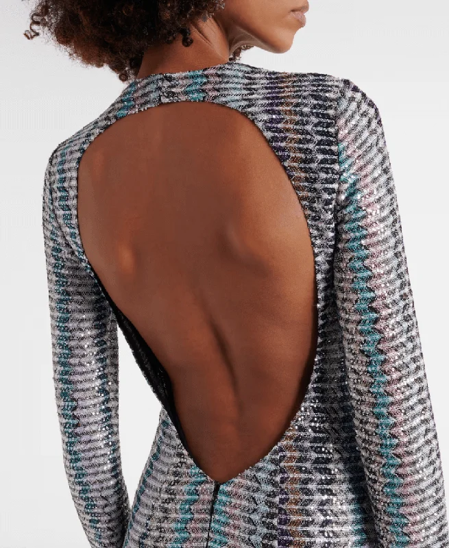 cut out-detail sequinned dress