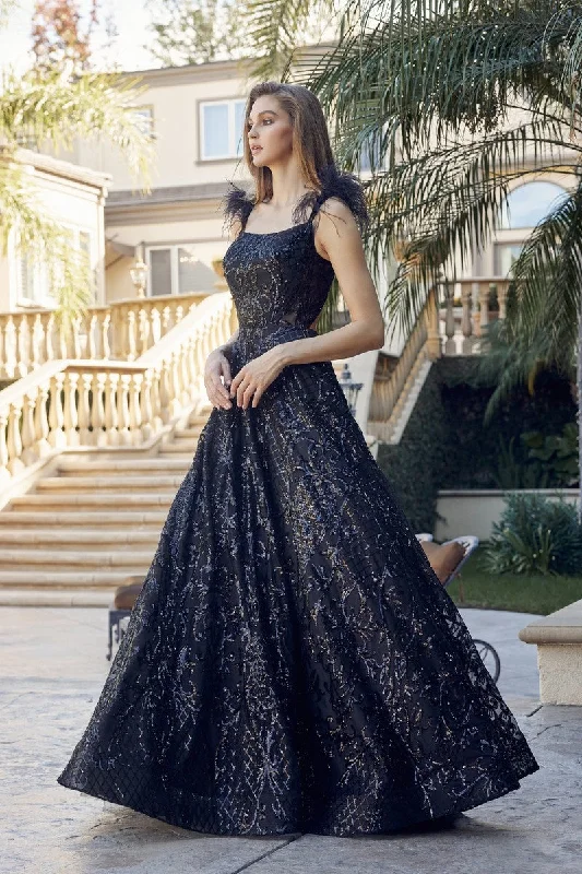 Enchanting Feathered Cap Sleeve Sequin Prom Gown for Unforgettable Moments