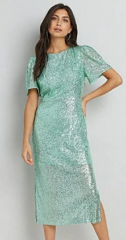 Wallis Sequin Cut Out Back Detail Dress Aqua Uk14****Ref V415