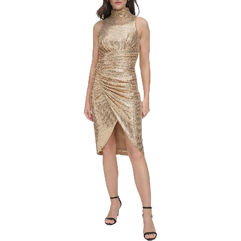 Womens Sequined Midi Sheath Dress