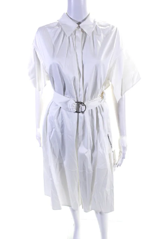 Adeam Womens Belted Shirt Dress White