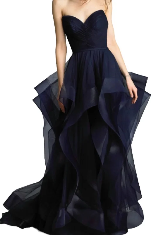 Tulle Ball Gown In Navy